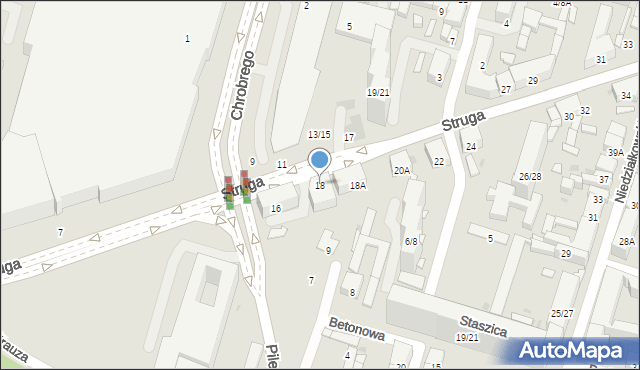 Radom, Struga Andrzeja, 18, mapa Radomia
