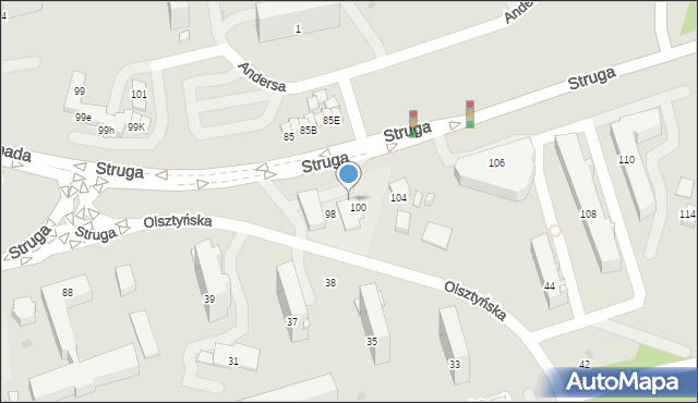 Radom, Struga Andrzeja, 102, mapa Radomia