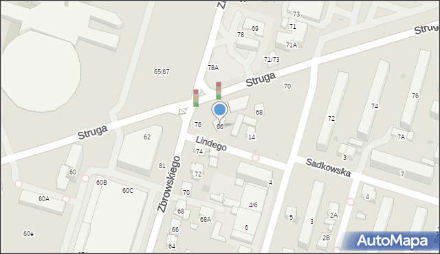 Radom, Struga Andrzeja, 66, mapa Radomia