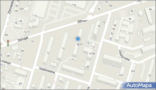 Radom, Struga Andrzeja, 76, mapa Radomia