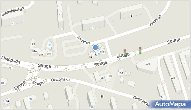 Radom, Struga Andrzeja, 85B, mapa Radomia