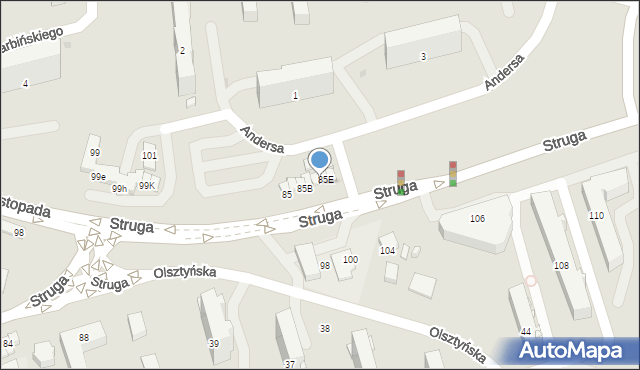 Radom, Struga Andrzeja, 85D, mapa Radomia