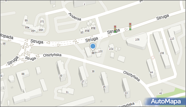 Radom, Struga Andrzeja, 98, mapa Radomia