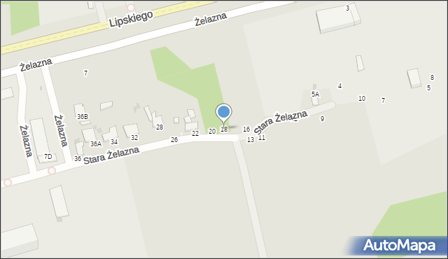 Radom, Stara Żelazna, 18, mapa Radomia