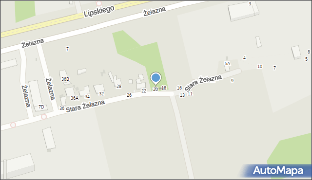 Radom, Stara Żelazna, 20, mapa Radomia