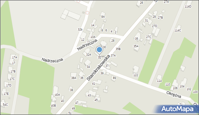 Radom, Starokrakowska, 32, mapa Radomia