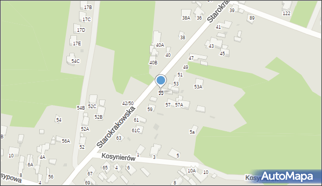 Radom, Starokrakowska, 55, mapa Radomia