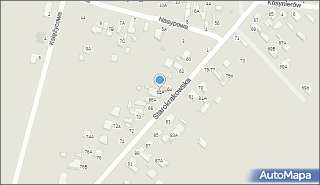 Radom, Starokrakowska, 64A, mapa Radomia