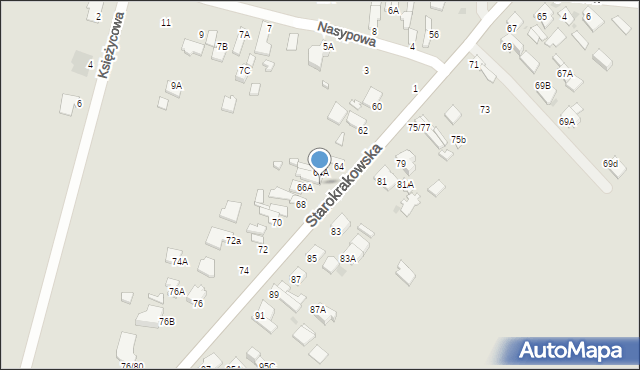 Radom, Starokrakowska, 66, mapa Radomia