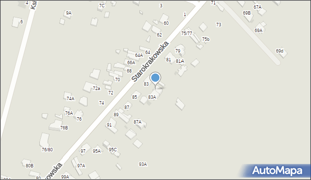 Radom, Starokrakowska, 83B, mapa Radomia