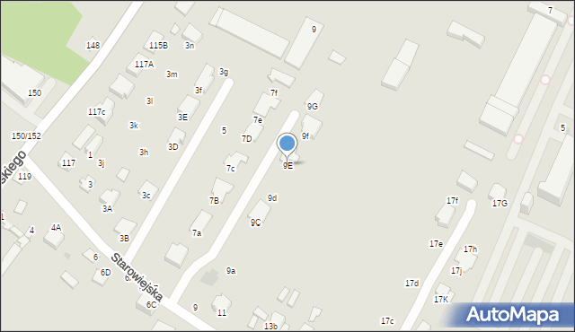 Radom, Starowiejska, 9E, mapa Radomia