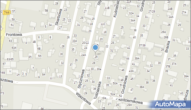 Radom, Styczniowa, 17, mapa Radomia