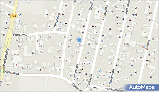 Radom, Styczniowa, 24, mapa Radomia