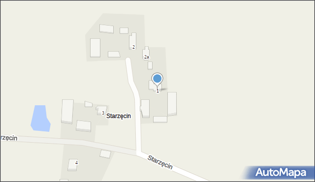 Radostowo, Starzęcin, 1, mapa Radostowo