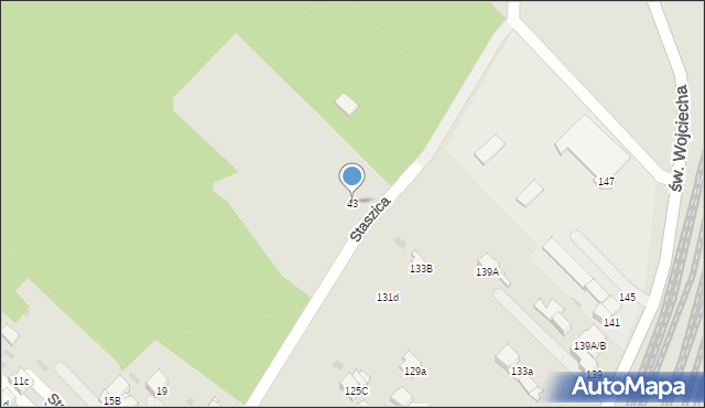 Radzionków, Staszica Stanisława, 43, mapa Radzionków