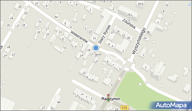 Radzymin, Stary Rynek, 15, mapa Radzymin