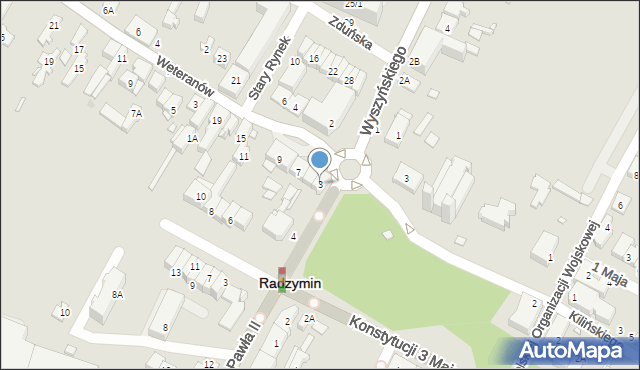 Radzymin, Stary Rynek, 3, mapa Radzymin