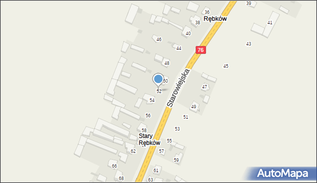 Rębków, Starowiejska, 52, mapa Rębków