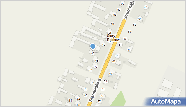 Rębków, Starowiejska, 66, mapa Rębków