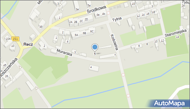 Recz, Staromiejska, 5, mapa Recz