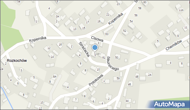 Rozkochów, Strażacka, 1, mapa Rozkochów
