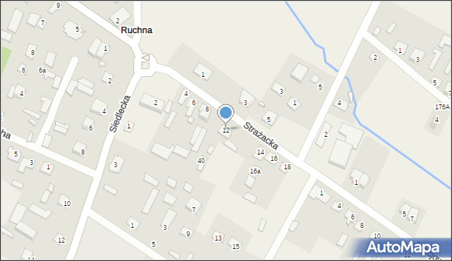 Ruchna, Strażacka, 12, mapa Ruchna