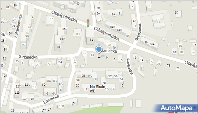 Ruda Śląska, Strzelecka, 11, mapa Rudy Śląskiej