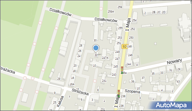 Ruda Śląska, Strażacka, 12, mapa Rudy Śląskiej