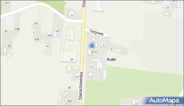 Rudki, Starachowicka, 3, mapa Rudki