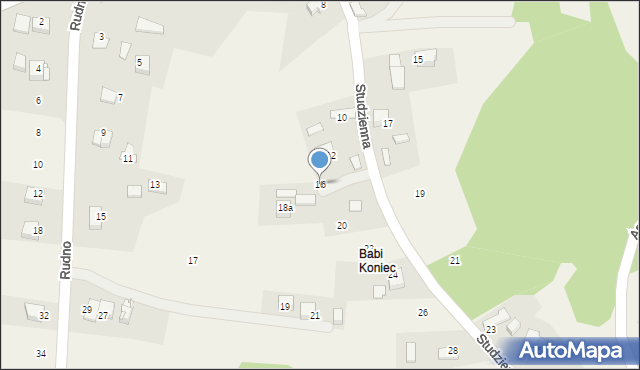 Rudno, Studzienna, 16, mapa Rudno