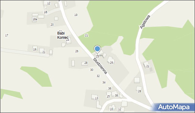 Rudno, Studzienna, 23, mapa Rudno