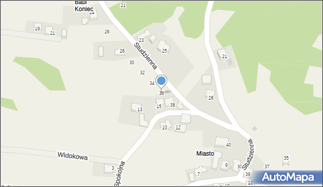 Rudno, Studzienna, 36, mapa Rudno