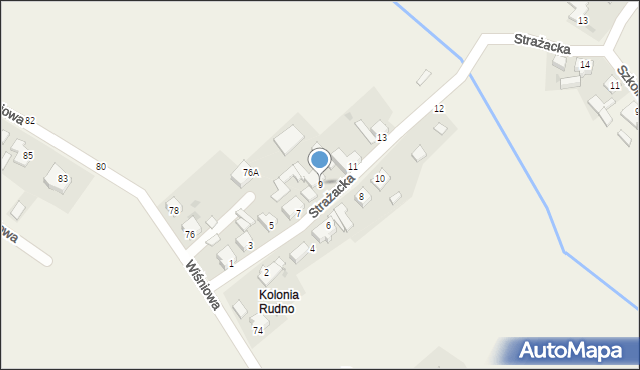 Rudno, Strażacka, 9, mapa Rudno