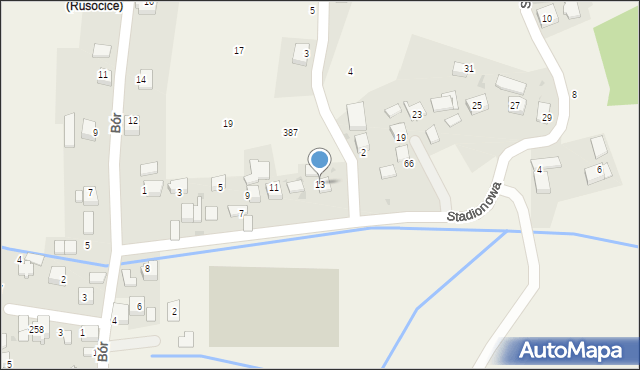 Rusocice, Stadionowa, 13, mapa Rusocice