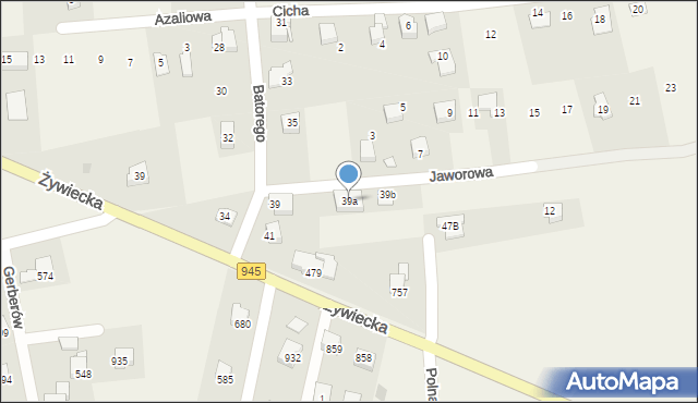 Rybarzowice, Stefana Batorego, 39a, mapa Rybarzowice