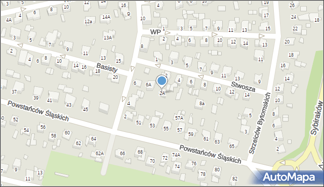Rybnik, Stwosza Wita, 2A, mapa Rybnika