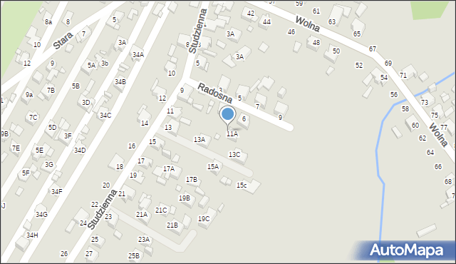 Rybnik, Studzienna, 11B, mapa Rybnika