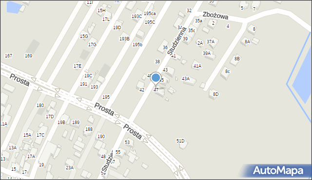 Rybnik, Studzienna, 47, mapa Rybnika