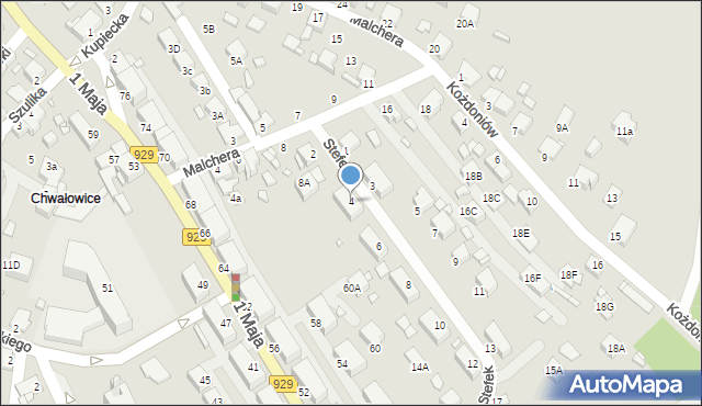 Rybnik, Stefek Anny, 4, mapa Rybnika