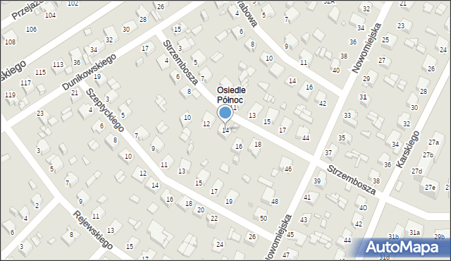 Rybnik, Strzembosza Tomasza, prof., 14, mapa Rybnika