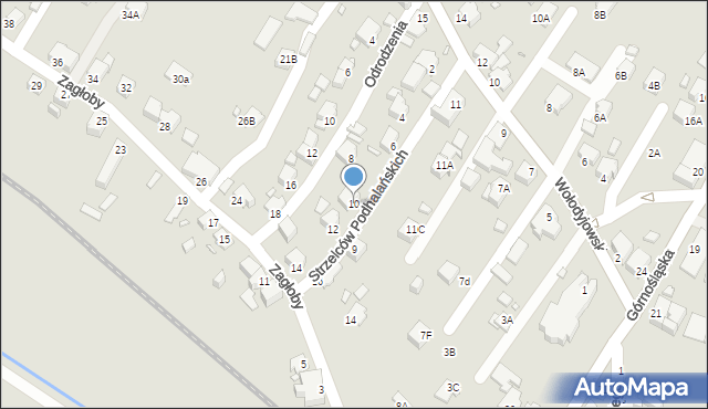 Rybnik, Strzelców Podhalańskich, 10, mapa Rybnika