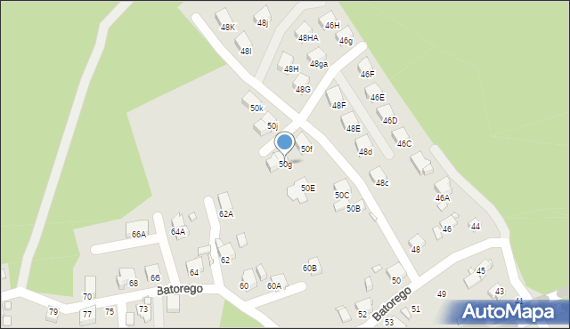 Rybnik, Stefana Batorego, 50g, mapa Rybnika