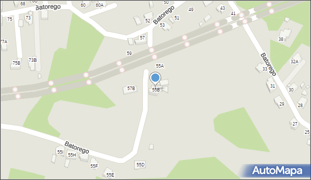 Rybnik, Stefana Batorego, 55B, mapa Rybnika