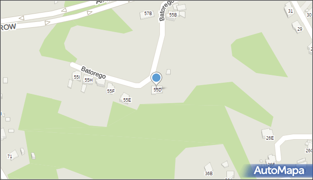 Rybnik, Stefana Batorego, 55D, mapa Rybnika