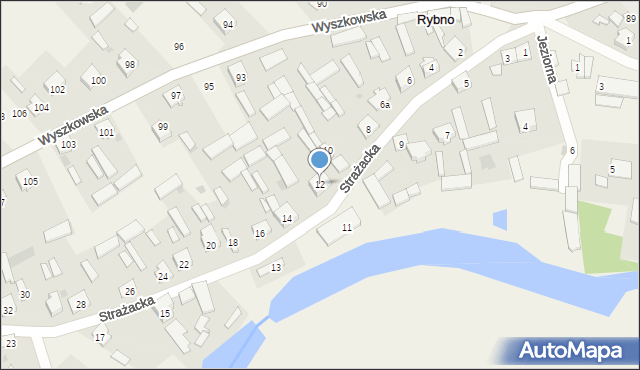 Rybno, Strażacka, 12, mapa Rybno