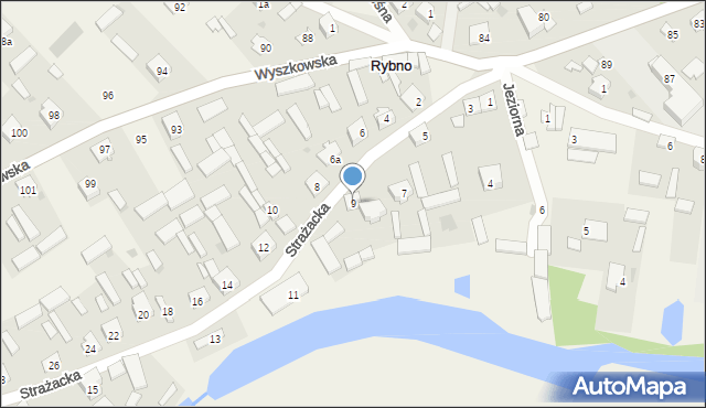 Rybno, Strażacka, 9, mapa Rybno