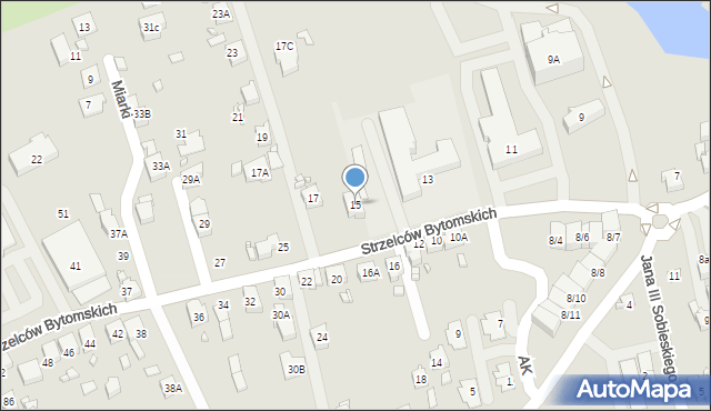 Rydułtowy, Strzelców Bytomskich, 15, mapa Rydułtowy