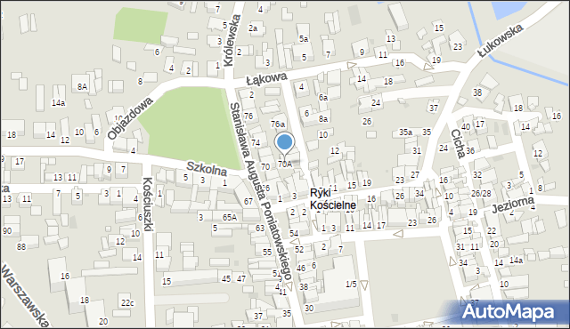 Ryki, Stanisława Augusta Poniatowskiego, 70A, mapa Ryki