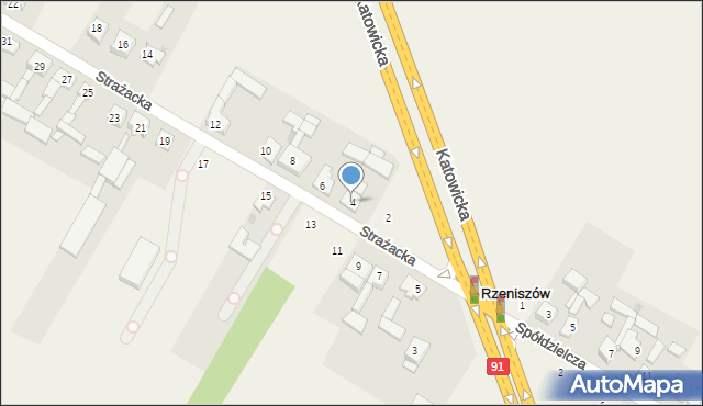 Rzeniszów, Strażacka, 4, mapa Rzeniszów