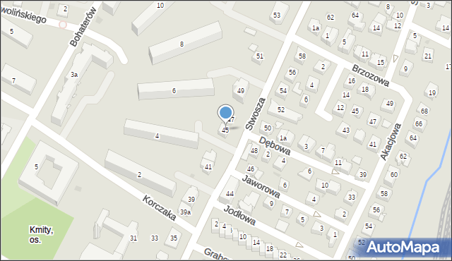 Rzeszów, Stwosza Wita, 45, mapa Rzeszów